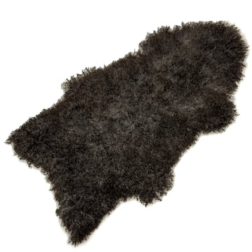 Black and Gray w Neat Curls Gotland Sheepskin