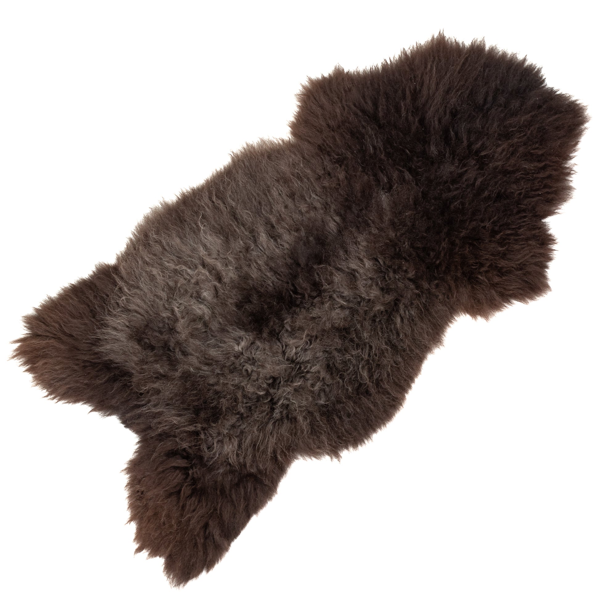 Black w Gray Long Wool Swedish Sheepskin Rug