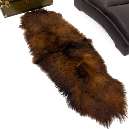 Black Lightened to Auburn Double End-End Icelandic Sheepskin