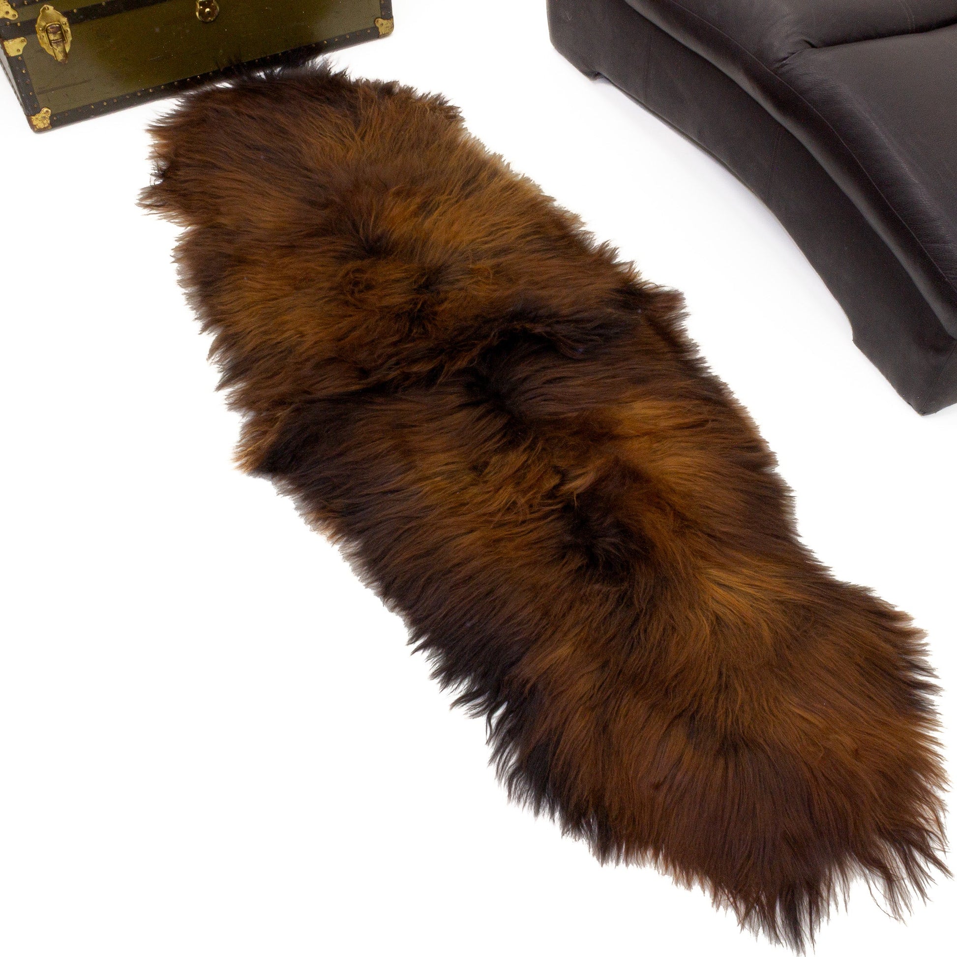 Black Lightened to Auburn Double End-End Icelandic Sheepskin