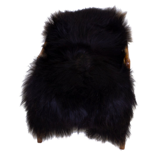Black w Few Colored Hairs Icelandic Sheepskin
