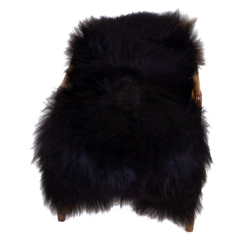 Black w Few Colored Hairs Icelandic Sheepskin