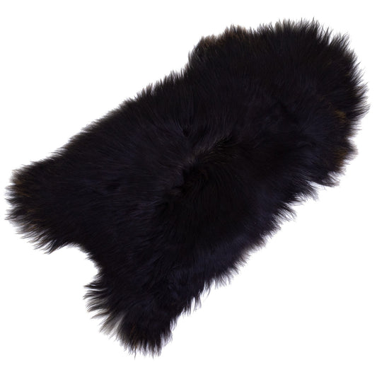 Black w Few Colored Hairs Icelandic Sheepskin