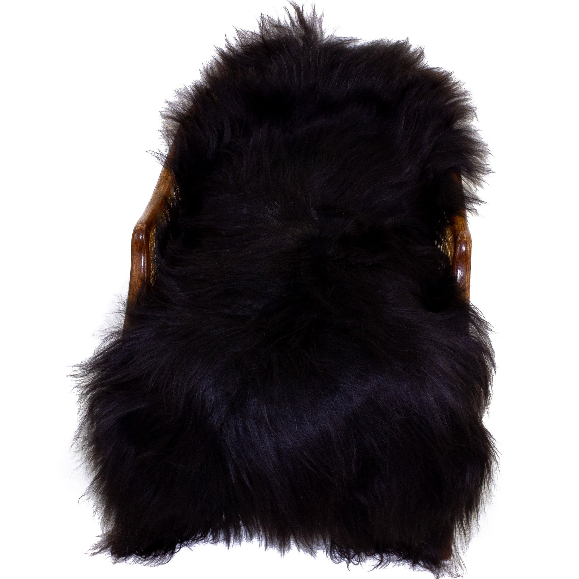 Black w Few Colored Hairs Icelandic Sheepskin