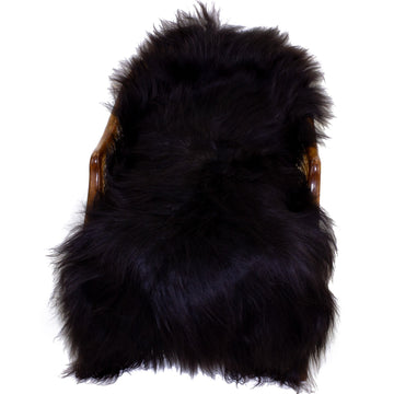 Black w Few Colored Hairs Icelandic Sheepskin