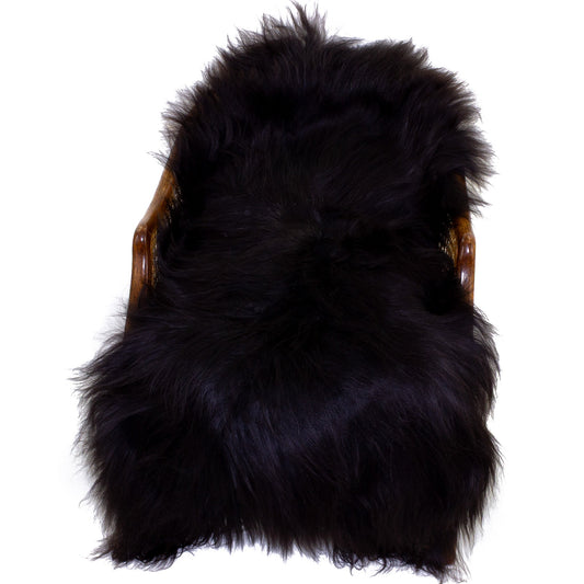 Black w Few Colored Hairs Icelandic Sheepskin