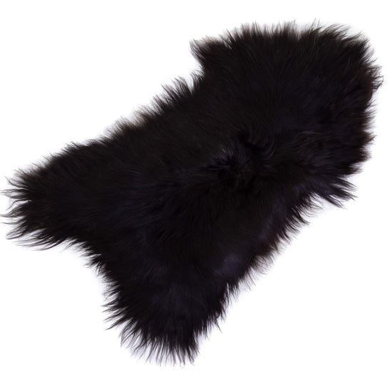 Black w Few Colored Hairs Icelandic Sheepskin