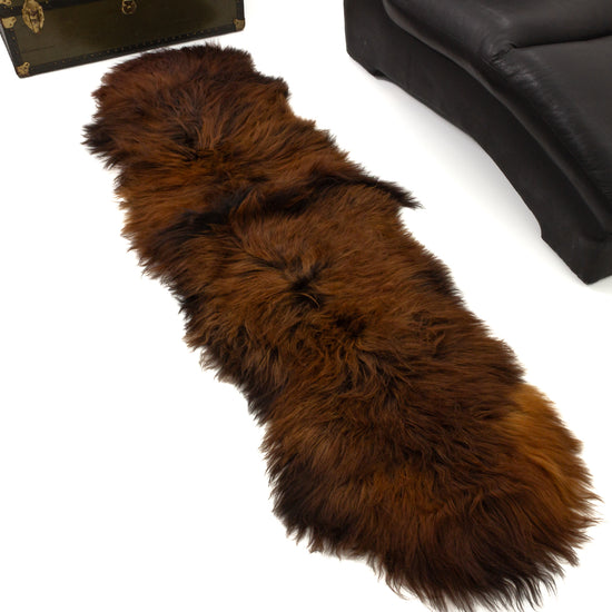 Black Lightened to Auburn Double End-End Icelandic Sheepskin