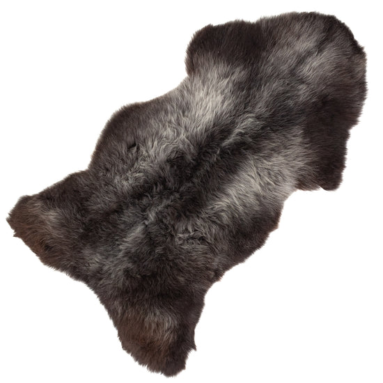 Black w Silver Gray Sheepskin Rug