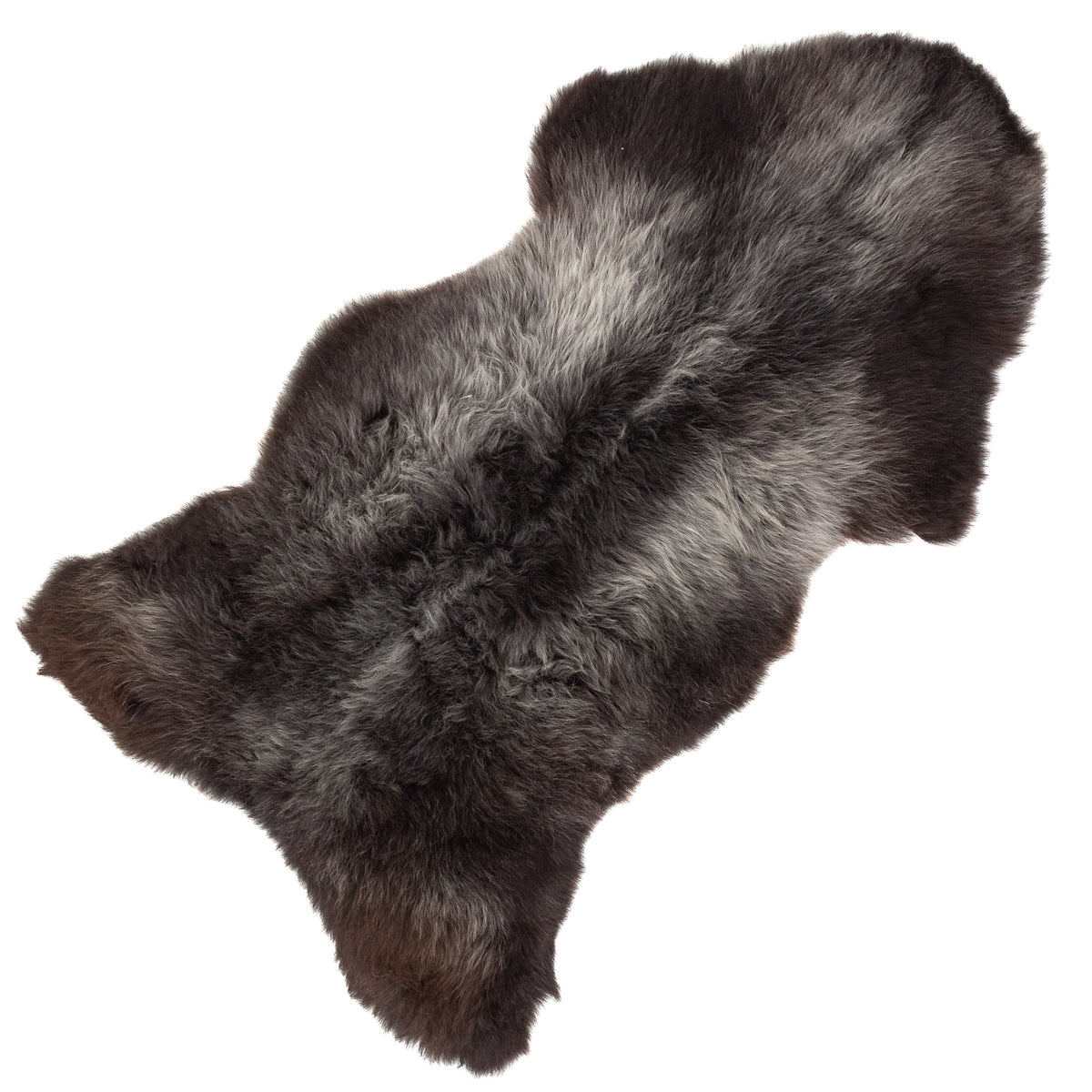 Black w Silver Gray Sheepskin Rug