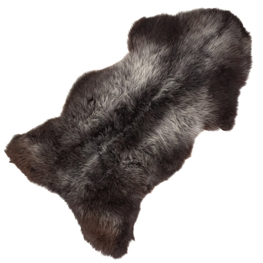 Black w Silver Gray Sheepskin Rug