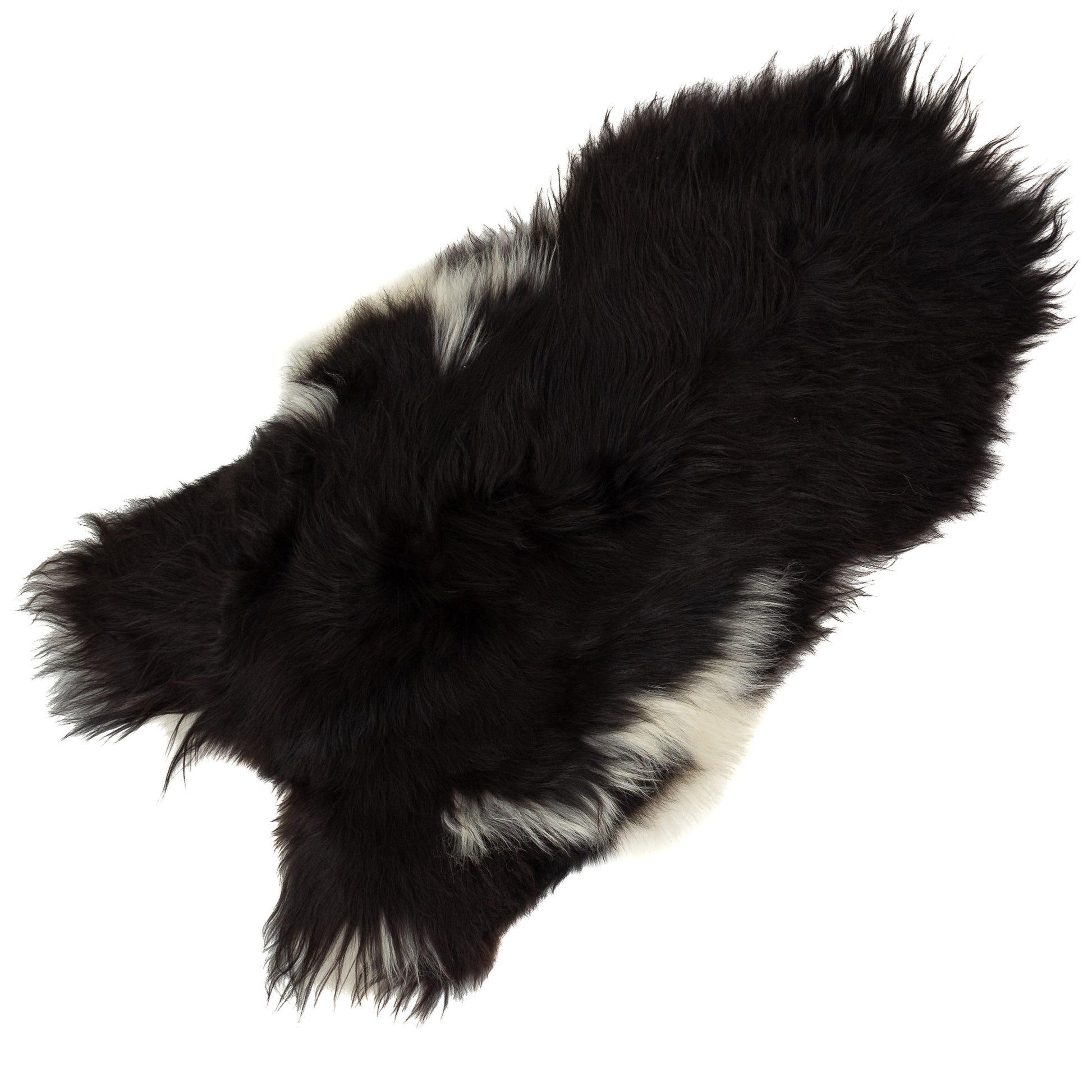 Black w Some White Icelandic Sheepskin Rug