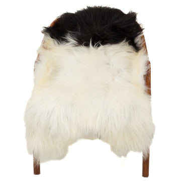 Black on White Piebald Icelandic Sheepskin