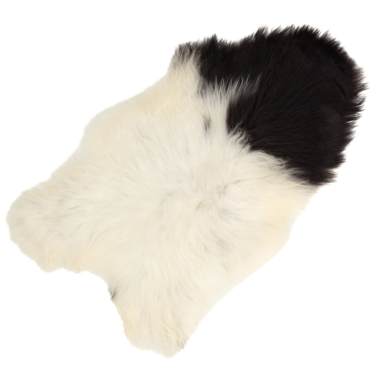 Black on White Piebald Icelandic Sheepskin Rug