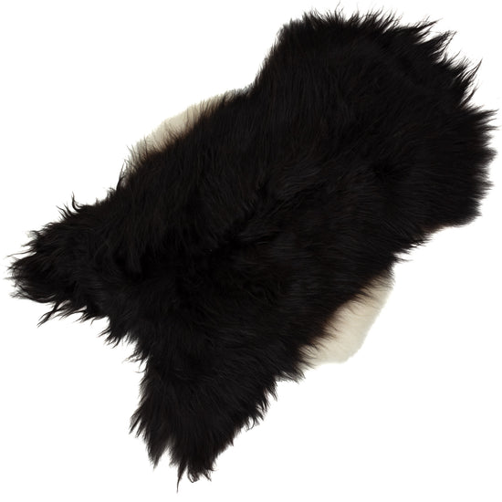 Black w Some White on Sides Icelandic Sheepskin Rug
