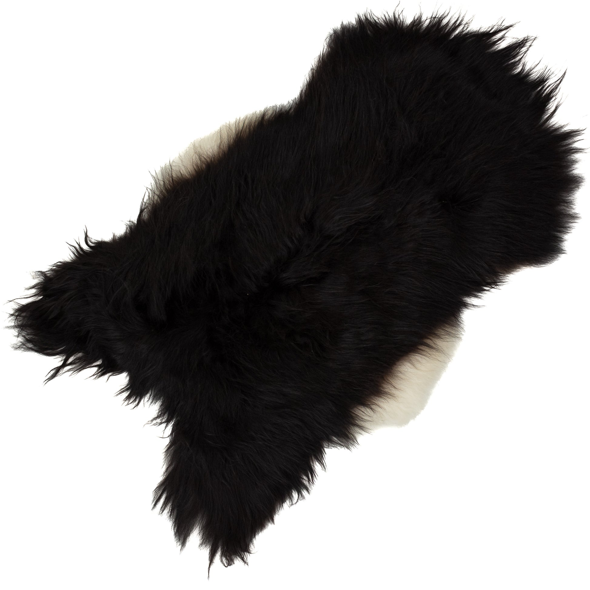 Black w Some White on Sides Icelandic Sheepskin Rug