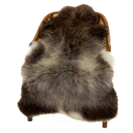 Short Soft Wool Brown w Silver Pattern Sheepskin