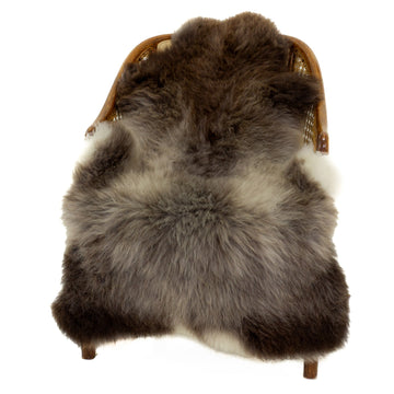 Short Soft Wool Brown w Silver Pattern Sheepskin