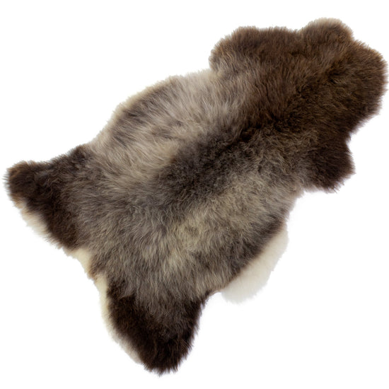 Short Soft Wool Brown w Silver Pattern Sheepskin
