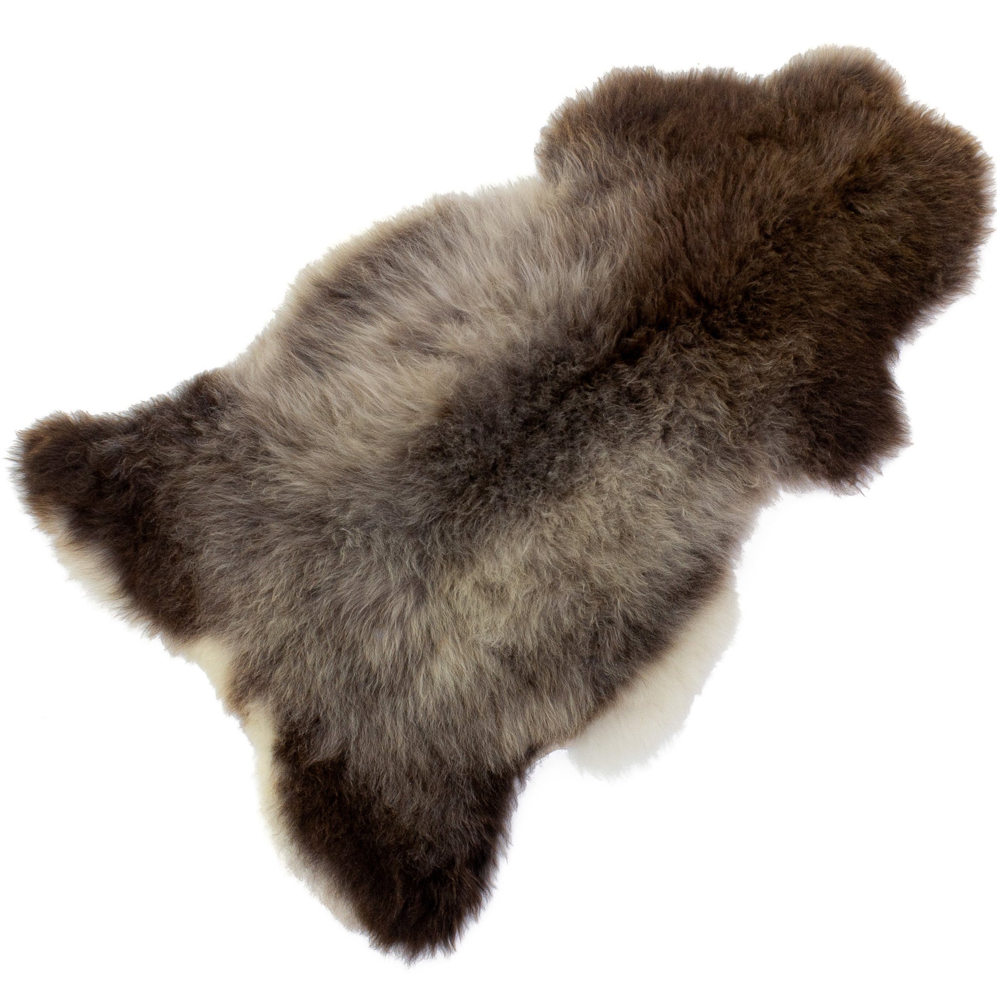 Short Soft Wool Brown w Silver Pattern Sheepskin