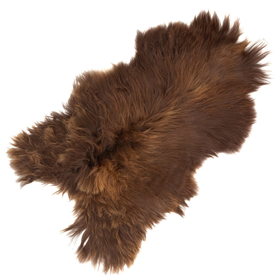 Brown w Small White on Sides Icelandic Sheepskin Rug