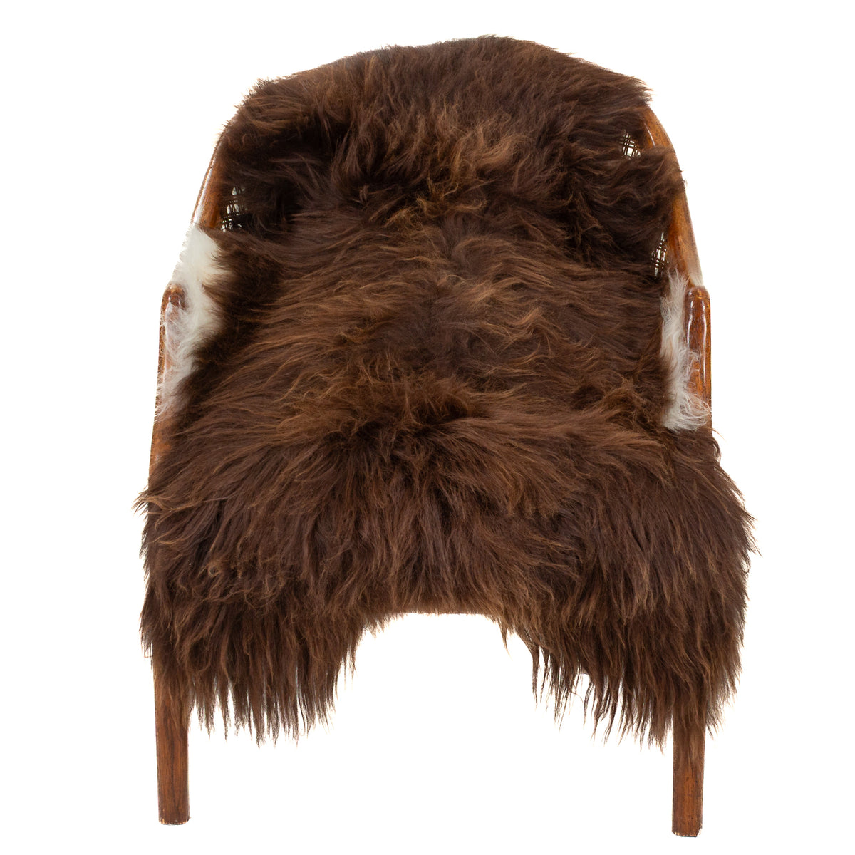 Brown w Thin White on Sides Icelandic Sheepskin