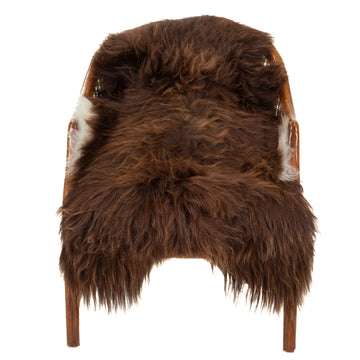 Brown w Thin White on Sides Icelandic Sheepskin