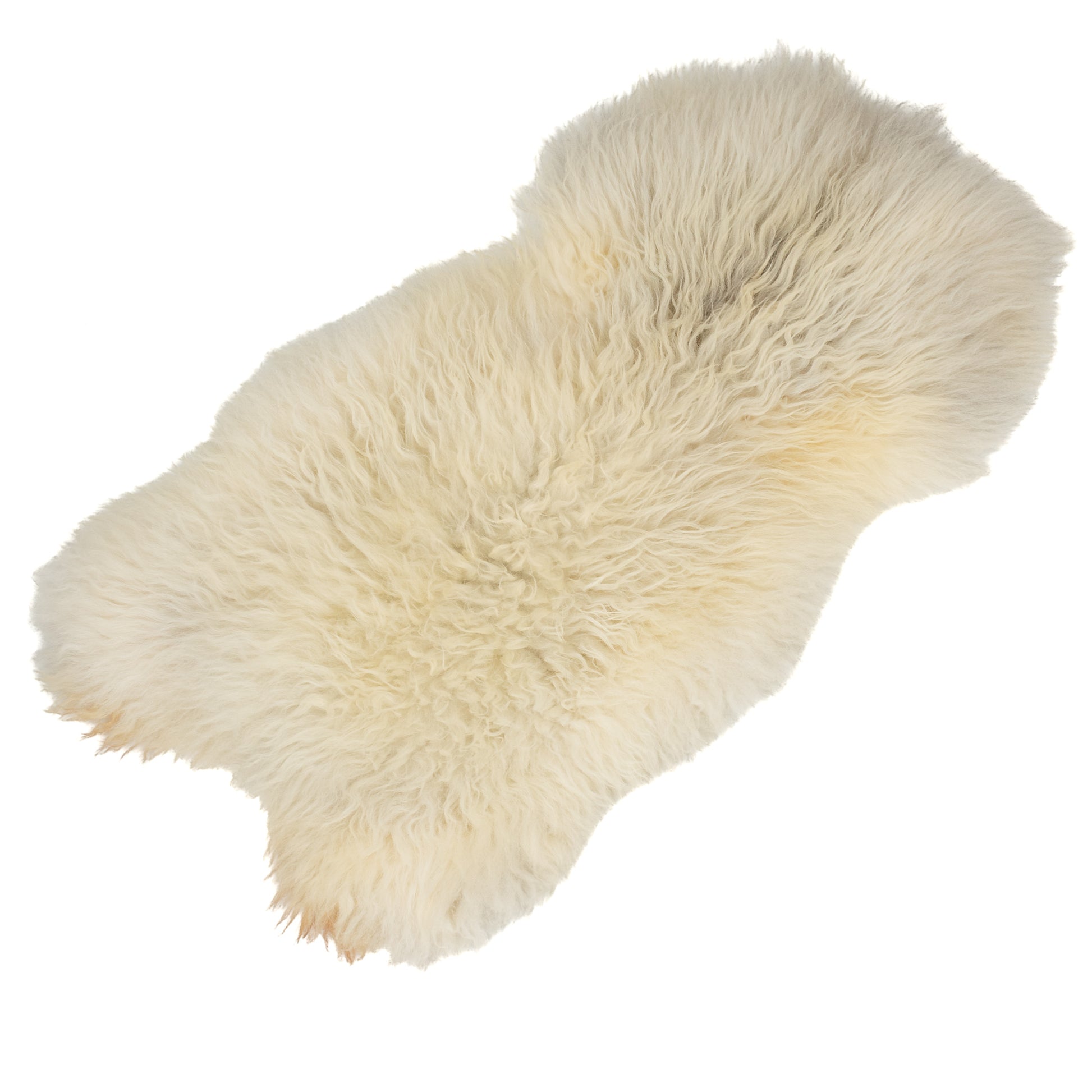 Coarse Long Wool Cushy White w Some Dark Heidschnucke Sheepskin Rug