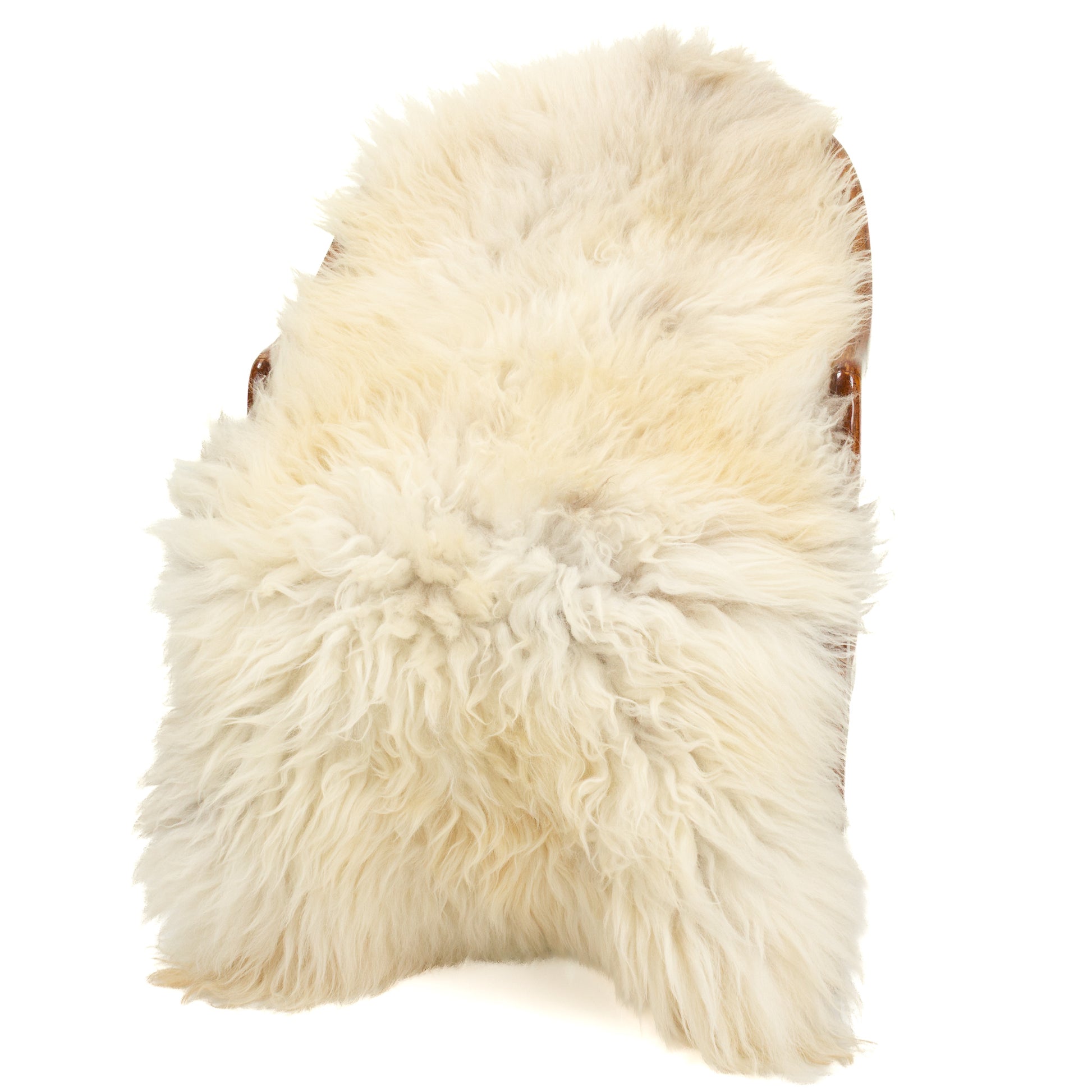 Coarse Long Wool Cushy Ivory White w Some Dark Heidschnucke Sheepskin
