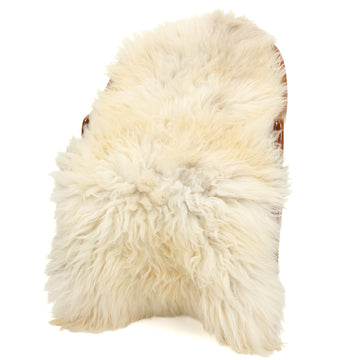 Coarse Long Wool Cushy Ivory White w Some Dark Heidschnucke Sheepskin