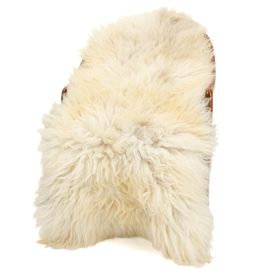 Coarse Long Wool Cushy Ivory White w Some Dark Heidschnucke Sheepskin