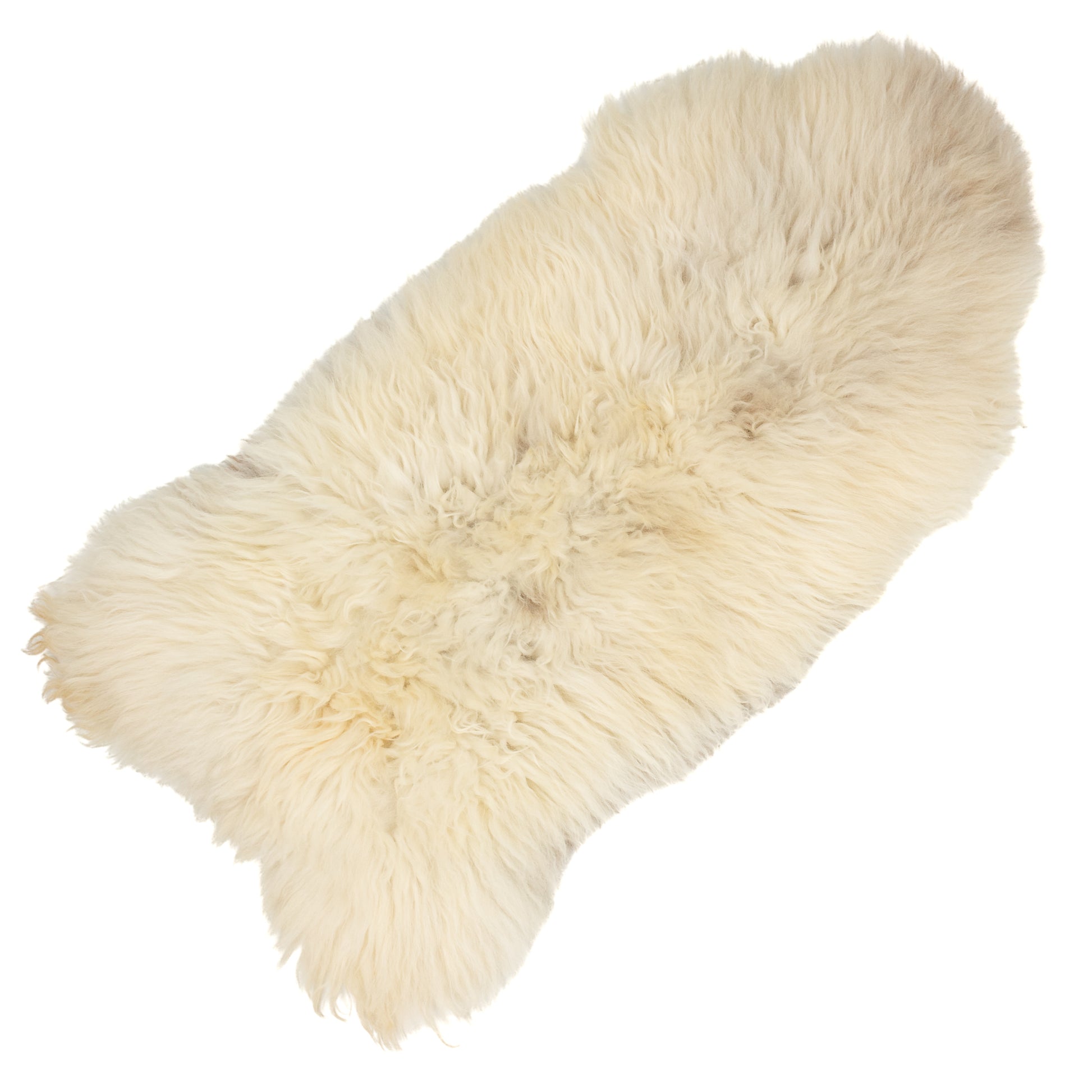 Coarse Long Wool Cushy Ivory White w Some Dark Heidschnucke Sheepskin Rug