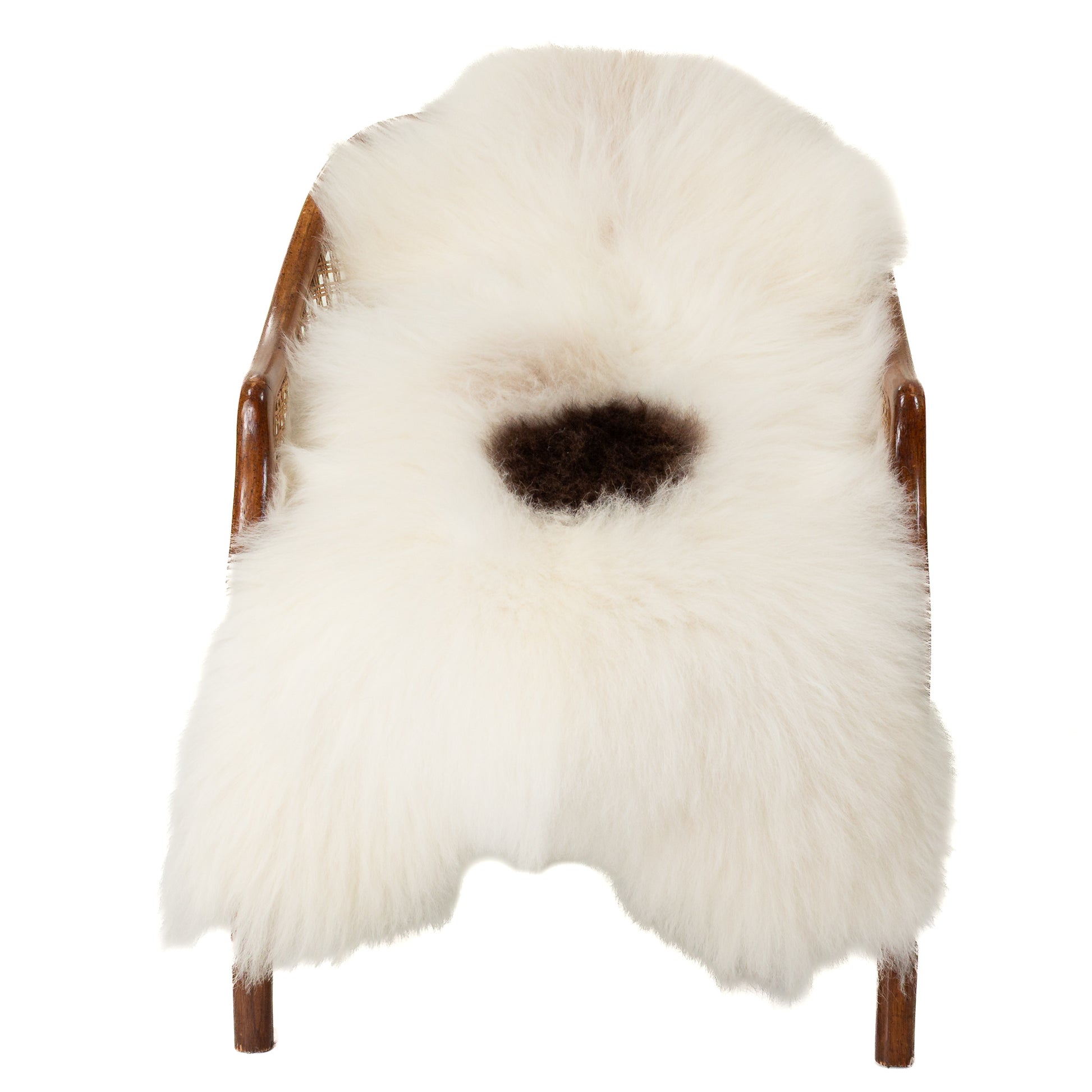 Coarse Rough Wool White w Brown Dot Sheepskin