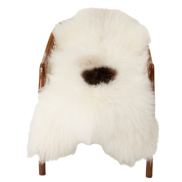 Coarse Rough Wool White w Brown Dot Sheepskin