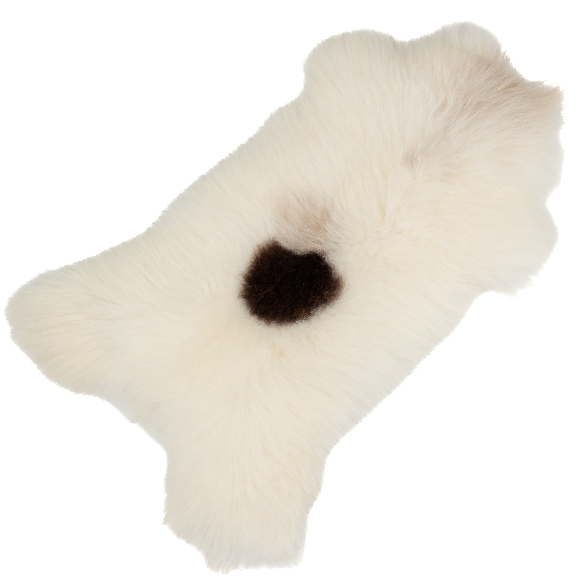 Coarse Rough Wool White w Brown Dot Sheepskin Rug