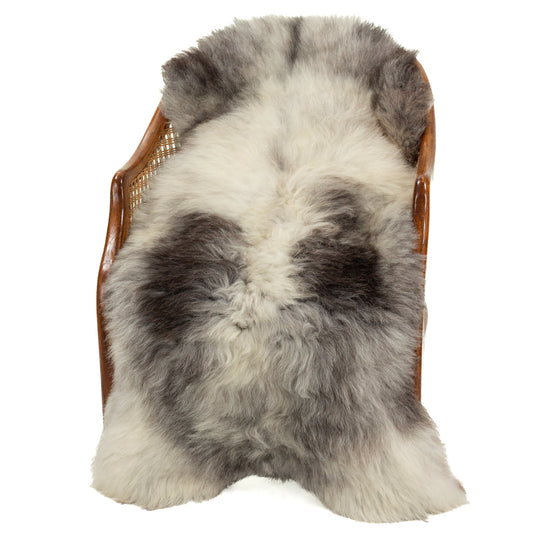 Coarse Short Wool Silver White w Black Heidschnucke Sheepskin