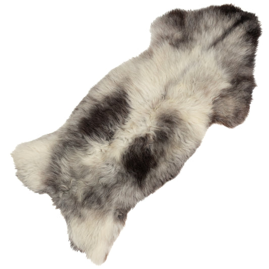 Coarse Short Wool Silver White w Black Heidschnucke Sheepskin Rug