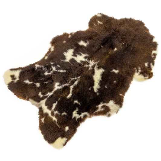 Large Coarse Short Wool Brown w White Marks Sheepskin