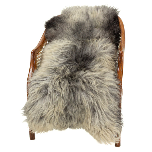 Coarse Thick Wool Black Dark Gray Mix Heidschnucke Sheepskin