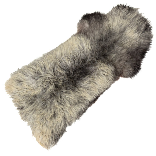 Coarse Thick Wool Black Dark Gray Mix Heidschnucke Sheepskin Rug