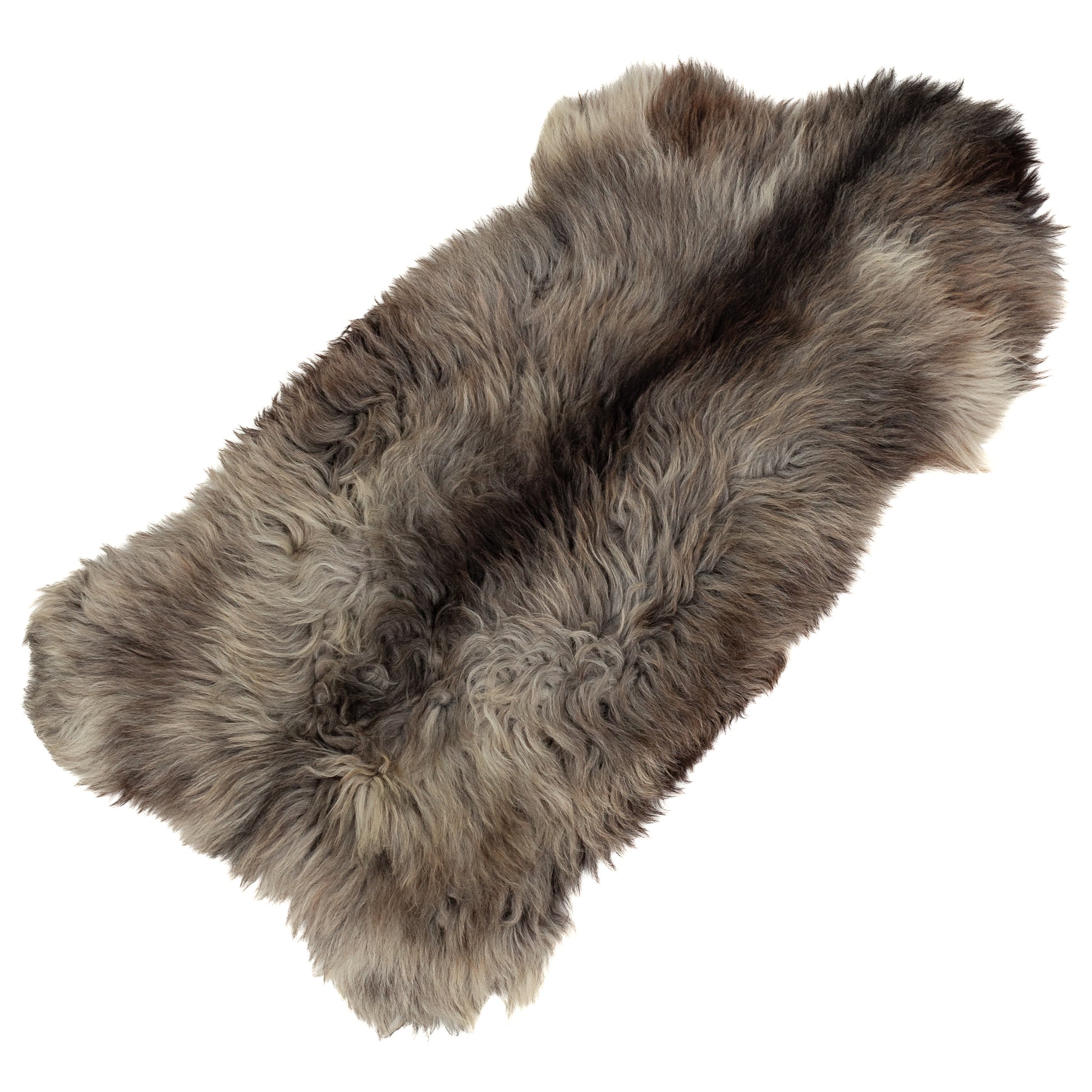 Coarse Thick Gray Black Mix Heidschnucke Sheepskin Rug
