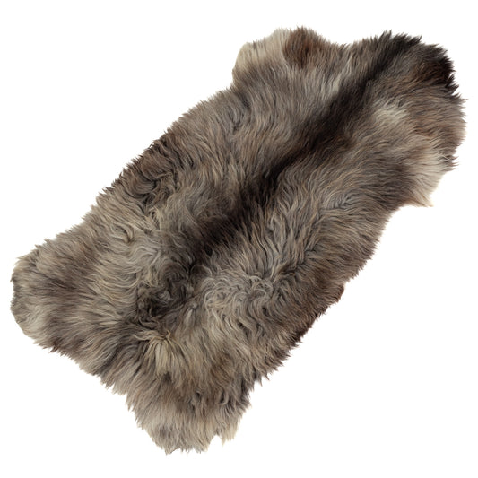 Coarse Thick Gray Black Mix Heidschnucke Sheepskin Rug