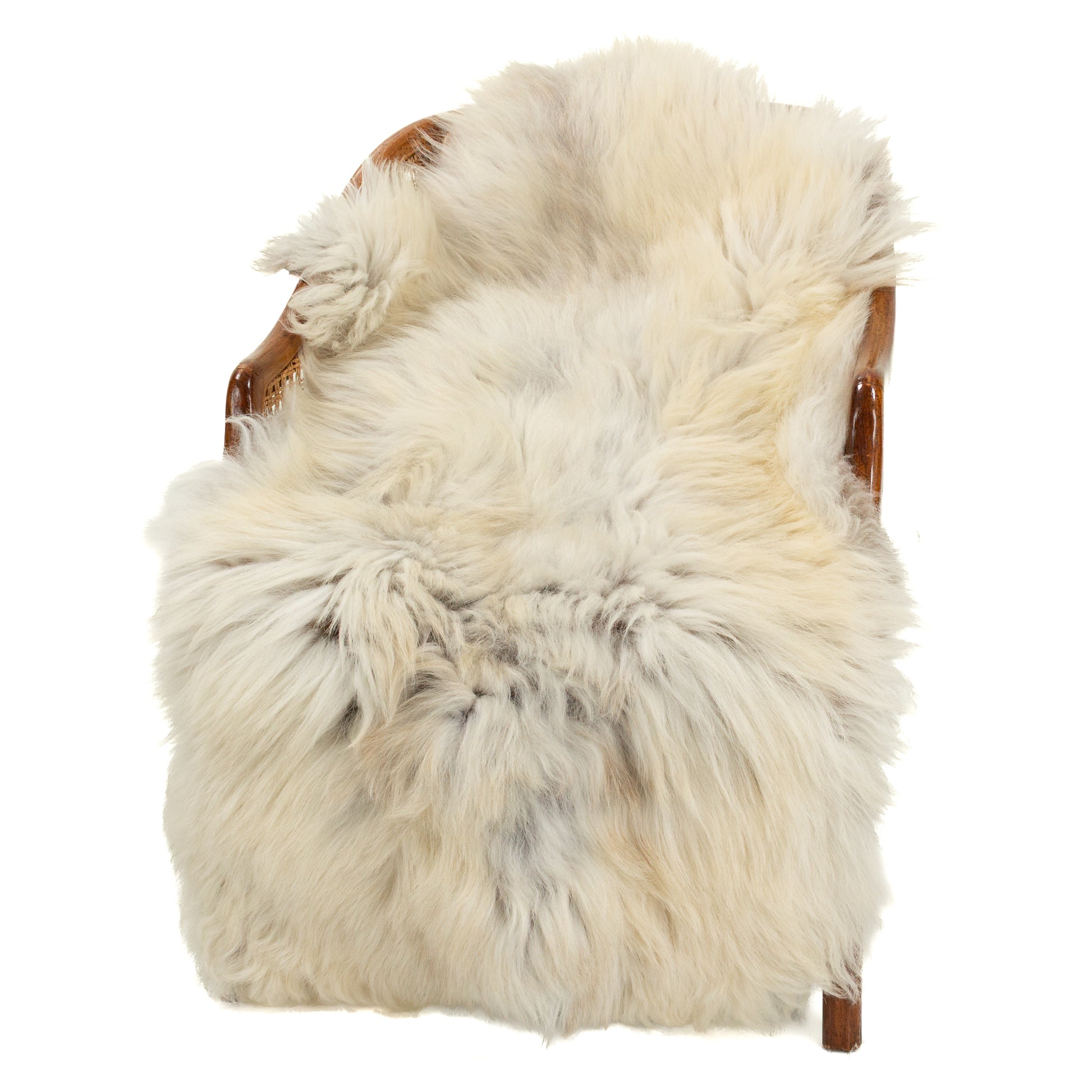 Coarse Thick Wool Ivory White w Dark Heidschnucke Sheepskin