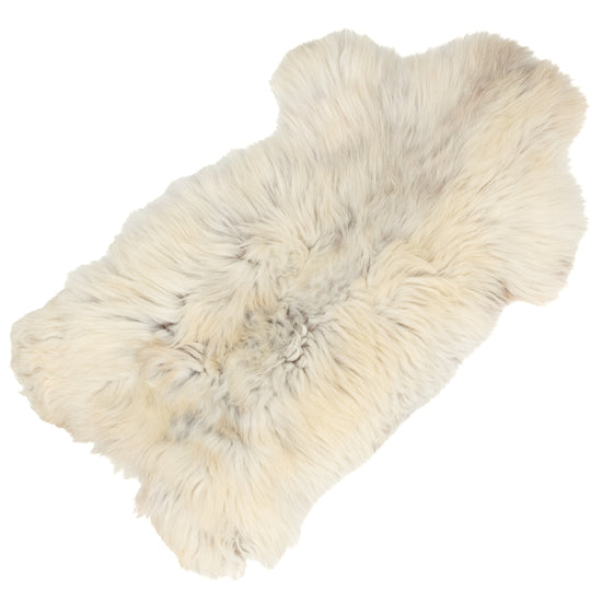 Coarse Thick Wool Ivory White w Dark Heidschnucke Sheepskin Rug