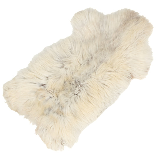 Coarse Thick Wool Ivory White w Dark Heidschnucke Sheepskin Rug