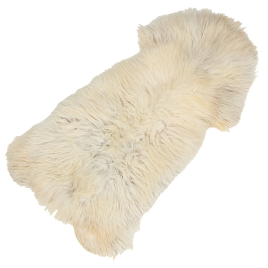 Coarse Thick Wool White w Some Dark Heidschnucke Sheepskin Rug