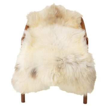Cushy Creamy White w Light Brown Mottled Sheepskin