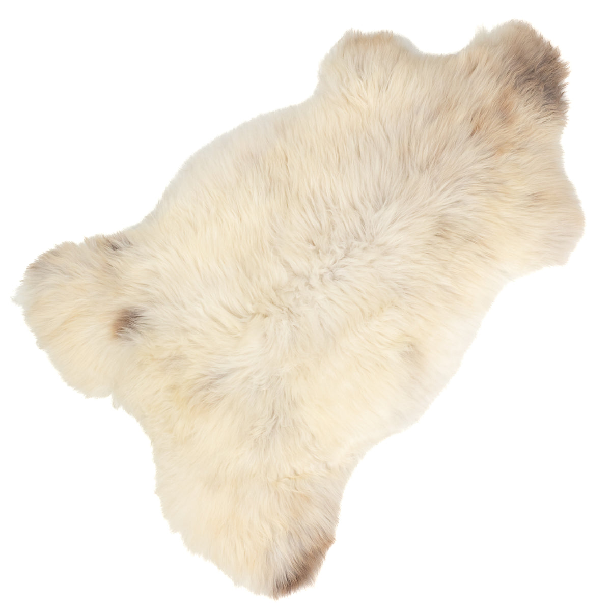 Cushy Creamy White w Light Brown Mottled Sheepskin Rug