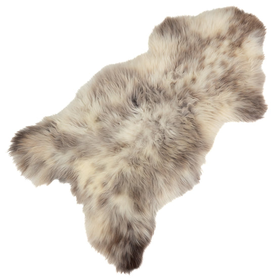 Creamy White Dark Brown Mottled Sheepskin Rug