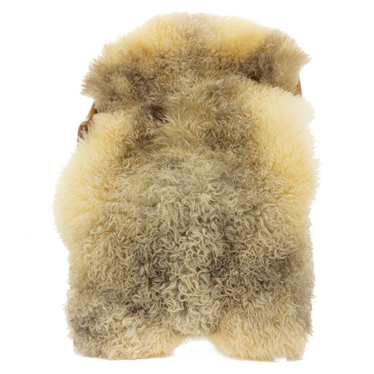 Curly Copper White and Gray Mix Long Wool Swedish Sheepskin